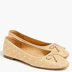 J. Crew Polka Dot Raffia Woven Ballet Flat